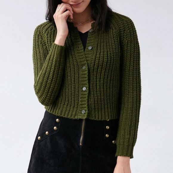 olive cropped cardigan